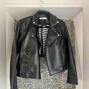Ark & Co vegan leather cropped jacket